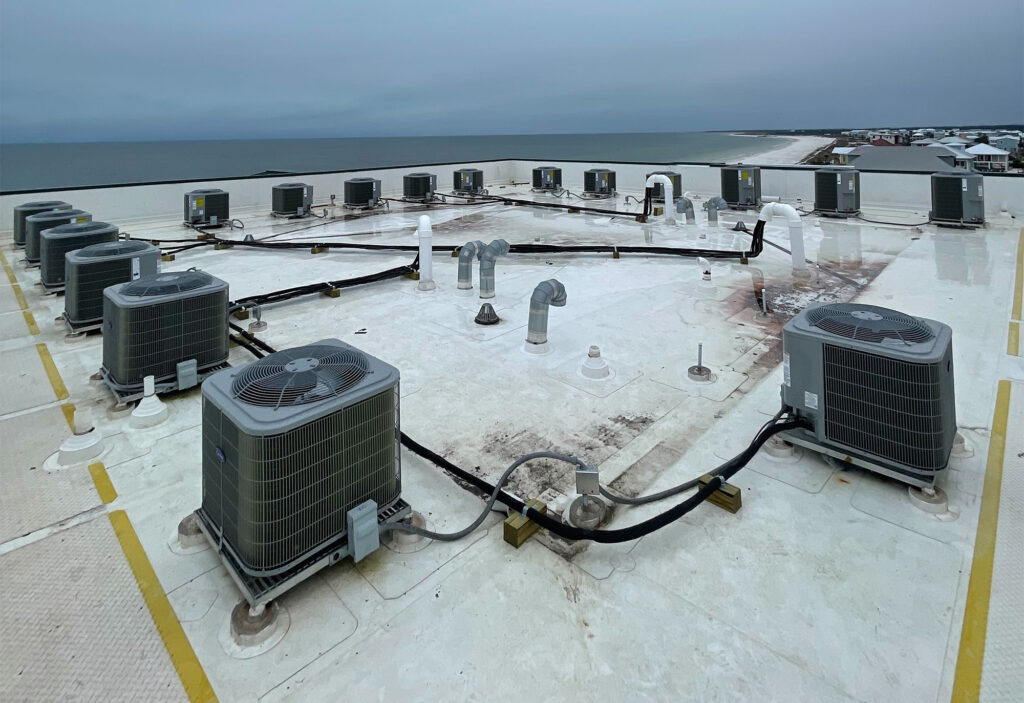 New Heaters installed on the roof of a condo in Mexico Beach, FL